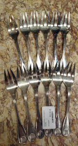 Lot of 12 FORKS Shell Metal Silver Silverware Goldsmith 6VitC 19/12