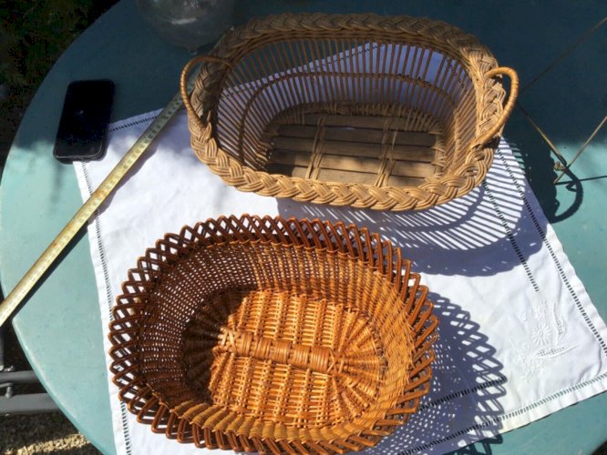 Lot 2 ancien paniette corbeille rotin osier an 40-50 campagne brocante couture