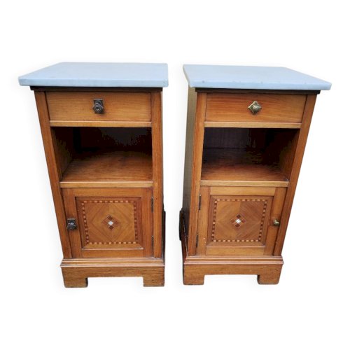 Lot 2 de table de chevet bois marbre