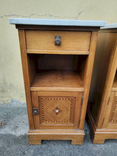 Lot 2 de table de chevet bois marbre