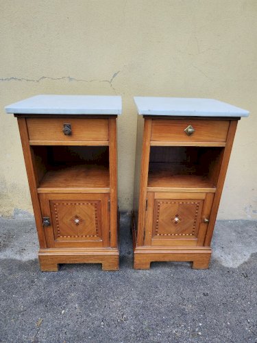 Lot 2 de table de chevet bois marbre