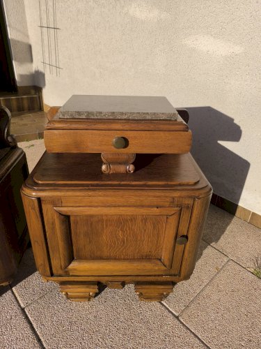 Lot 2 de table de chevet marbre et bois