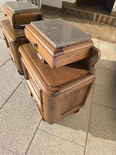 Lot 2 de table de chevet marbre et bois