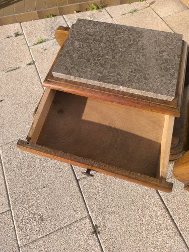Lot 2 de table de chevet marbre et bois
