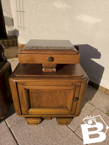 Lot 2 de table de chevet marbre et bois