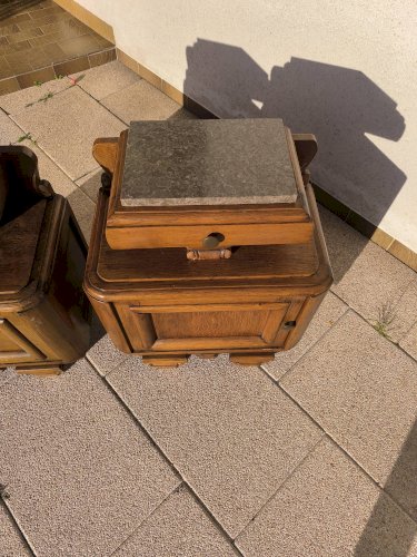 Lot 2 de table de chevet marbre et bois