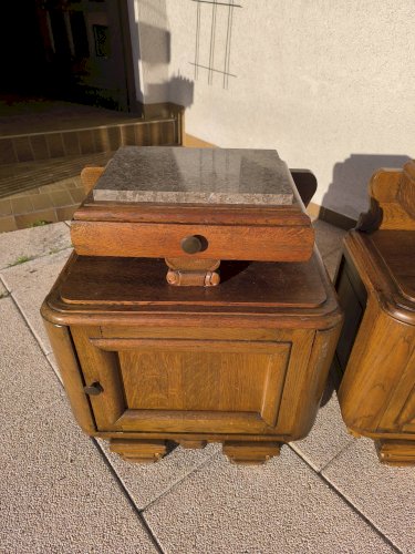 Lot 2 de table de chevet marbre et bois