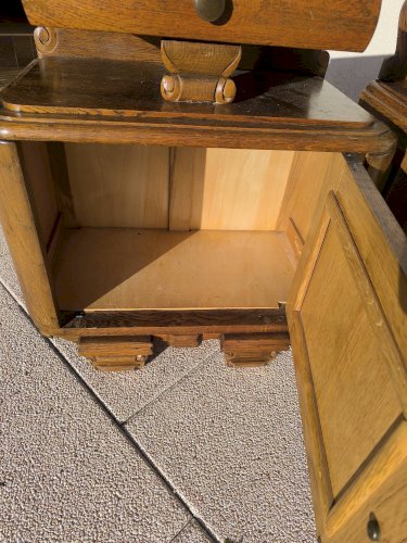 Lot 2 de table de chevet marbre et bois