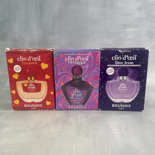 Lot 3 Bourjois Clin d'oeil 75ml edt : Passionnée + Silver Dream + Excentric