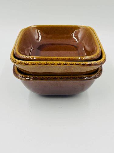 Lot 3 plats carrés en grès Deco Hälsingborg K.J. Svensson