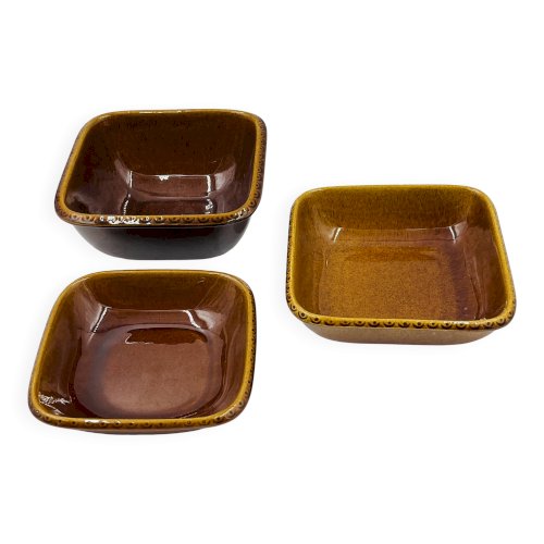 Lot 3 plats carrés en grès Deco Hälsingborg K.J. Svensson