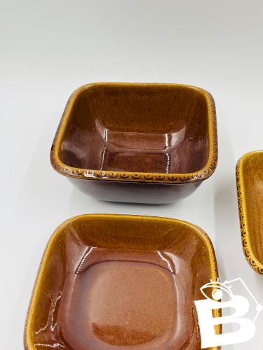 Lot 3 plats carrés en grès Deco Hälsingborg K.J. Svensson