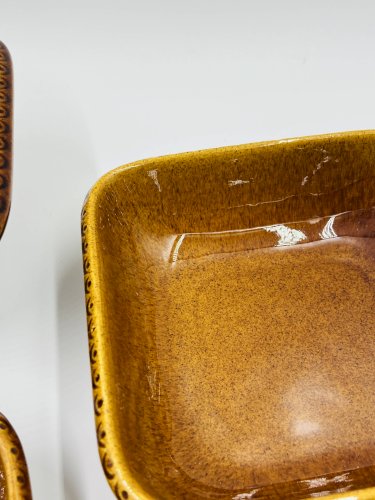 Lot 3 plats carrés en grès Deco Hälsingborg K.J. Svensson