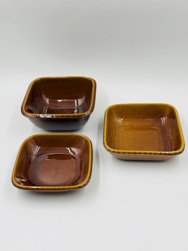Lot 3 plats carrés en grès Deco Hälsingborg K.J. Svensson