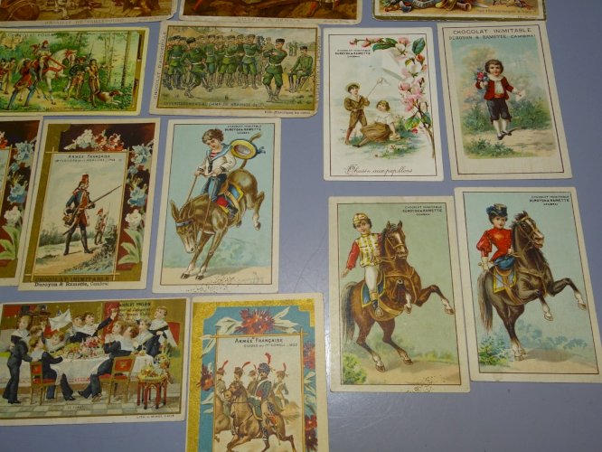 -LOT 30 CARTES PUBLICITE CHOCOLAT POULAIN DE GUYENNE DUROYON & RAMETTE DIVERS  D