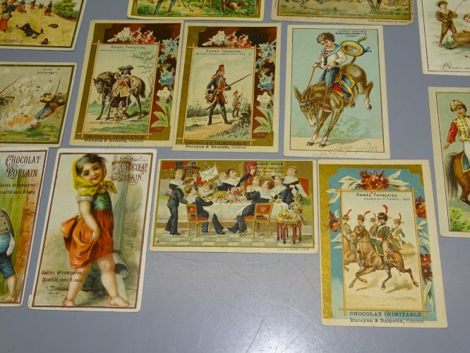 -LOT 30 CARTES PUBLICITE CHOCOLAT POULAIN DE GUYENNE DUROYON & RAMETTE DIVERS  D