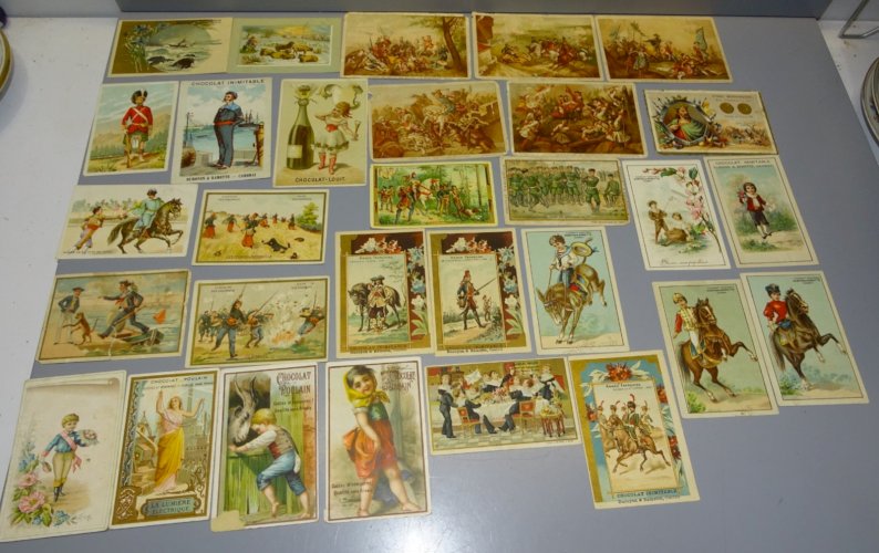 -LOT 30 CARTES PUBLICITE CHOCOLAT POULAIN DE GUYENNE DUROYON & RAMETTE DIVERS  D