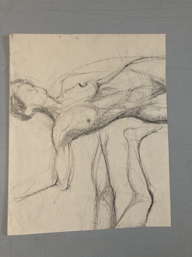 Lot 4 Dessin crayon mine plomb 1950 portrait homme femme a identifier art deco