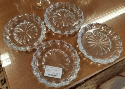 Lot 4 DESSOUS de BOUTEILLE CRISTAL CRISTALLERIE Table VAL ST LAMBERT 6MAG 14/01