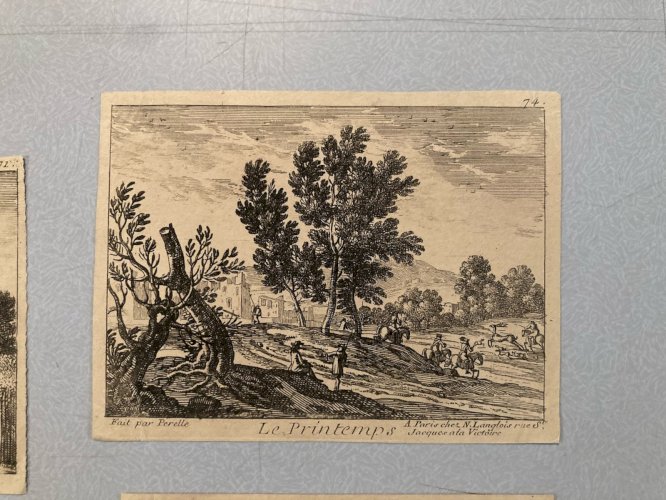 Lot 4 Engraving Gravure  Portrait  XVIIe Saisons PERELLE Ancien 1650 Art Estampe