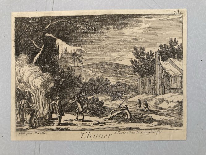 Lot 4 Engraving Gravure  Portrait  XVIIe Saisons PERELLE Ancien 1650 Art Estampe