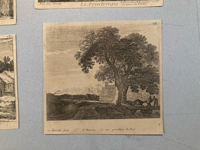 Lot 4 Engraving Gravure  Portrait  XVIIe Saisons PERELLE Ancien 1650 Art Estampe