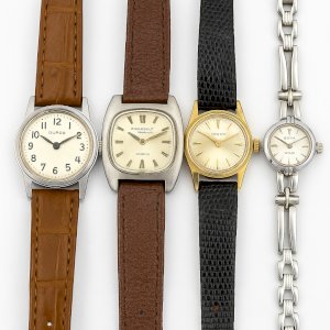 Lot of 4 vintage mechanical watches – Dufor Switzerland, Fingerhut, Anigo, Enya