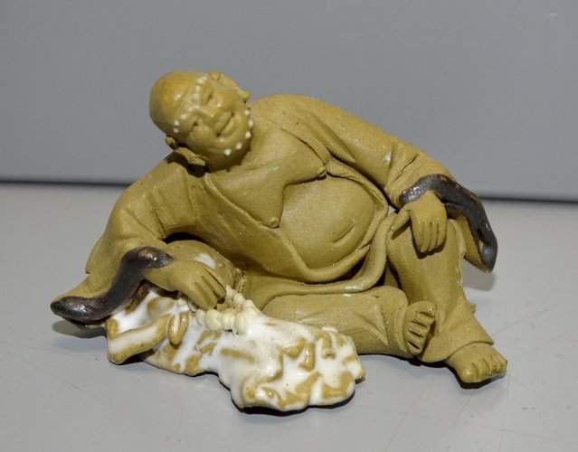 -LOT 5 SUJETS PERSONNAGES MINIATURES POUR DECO BONSAÏE TERRE CUITE ou GRES   D