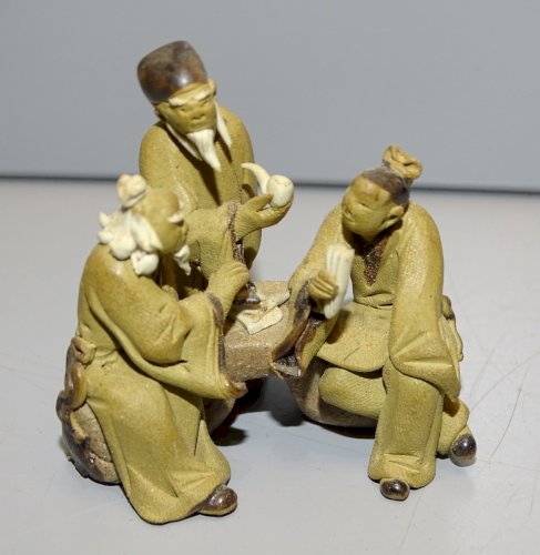 -LOT 5 SUJETS PERSONNAGES MINIATURES POUR DECO BONSAÏE TERRE CUITE ou GRES   D