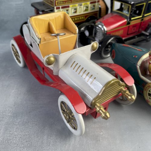Lot 5 véhicule voiture bus miniature vintage en tôle à remonter mais sans clef