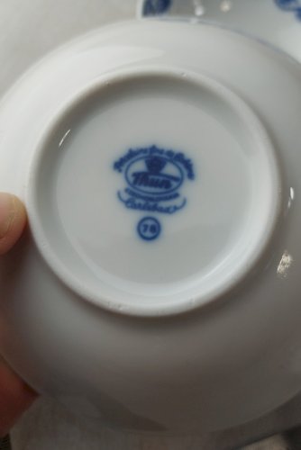 Lot 6 anciennes coupelles, décor Blue Onion / porcelaine Tchécoslovaquie / Czech