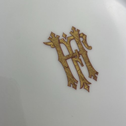 Lot 6 assiettes plates + 6 à dessert monogramme FH HF porcelaine Emile Bourgeois