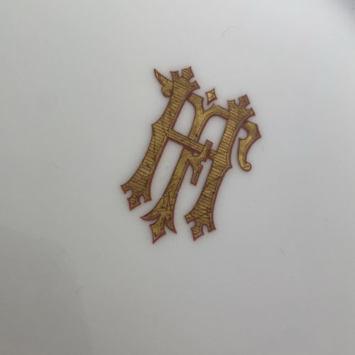 Lot 6 assiettes plates + 6 à dessert monogramme FH HF porcelaine Emile Bourgeois