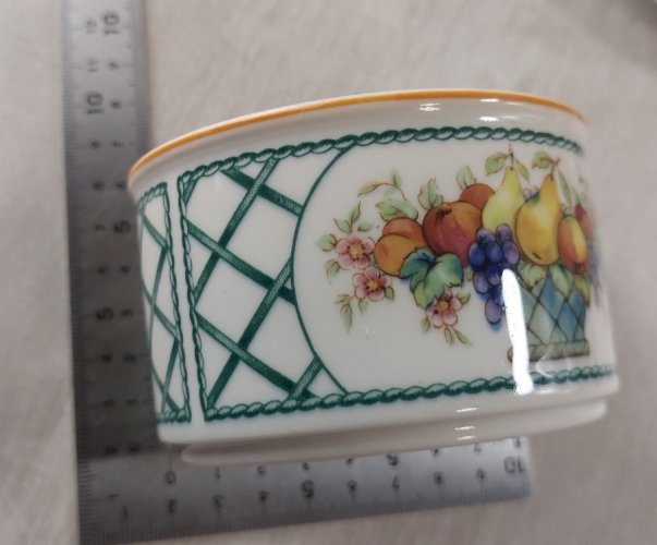 Lot 6 tasses + 6 sous tasses à café, décor Basket, en céramique Villeroy & Boch