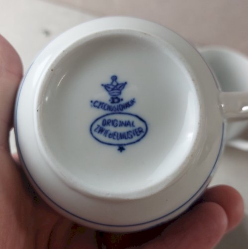 Lot 6 tasses / mugs banak, décor Blue Onion / porcelaine Tchécoslovaquie / Czech