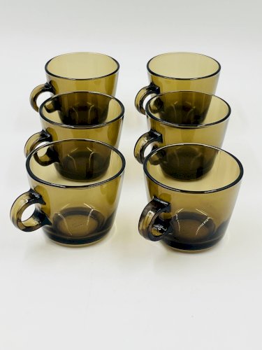 Lot 6 Tasses Verre Ambré Vintage Station Service Seca