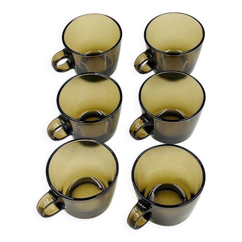 Lot 6 Tasses Verre Ambré Vintage Station Service Seca