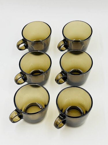Lot 6 Tasses Verre Ambré Vintage Station Service Seca