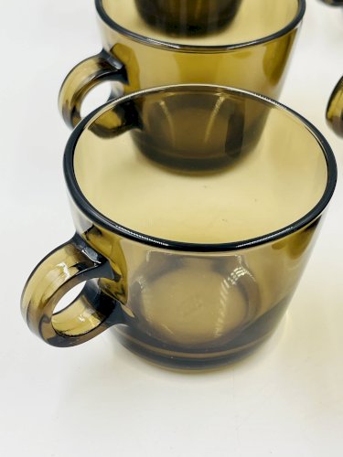 Lot 6 Tasses Verre Ambré Vintage Station Service Seca