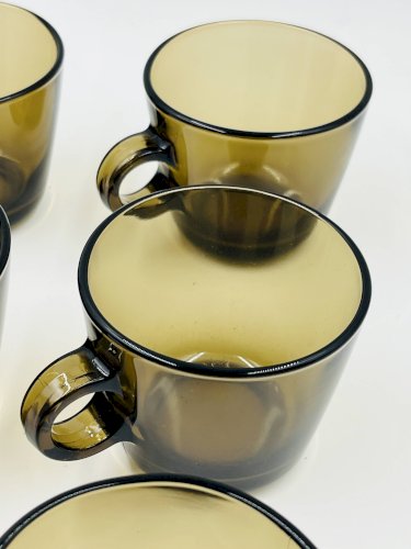 Lot 6 Tasses Verre Ambré Vintage Station Service Seca