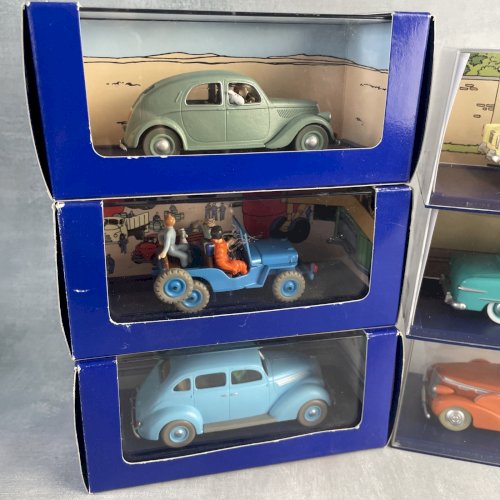 Lot 6 véhicule miniature TINTIN en voiture Hergé dt objectif lune, au tibet, ...