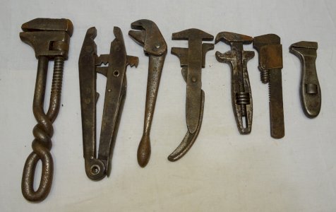 -LOT  7 CLES A MOLETTE CLES ANGLAISES DONT VERJOUX SUB SAM etc... OUTIL ANCIEN D
