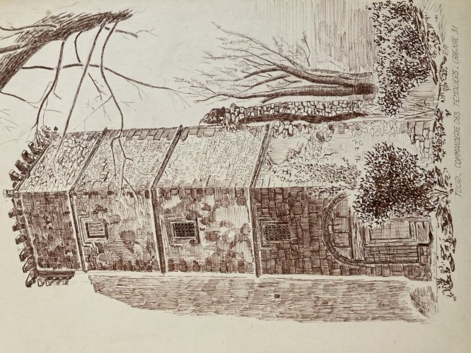 Lot 8 Dessin Encre Eglise Pierre Sud Ouest France Bâtiment Château 1970 XXe Art