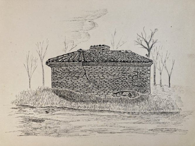 Lot 8 Dessin Encre Eglise Pierre Sud Ouest France Bâtiment Château 1970 XXe Art