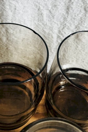 Lot 8 verres fumés vintage grand modèle