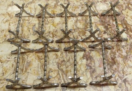 Lot 9 PORTES COUTEAUX BAMBOU Metal Argenté Argenterie 9VitC 19/12