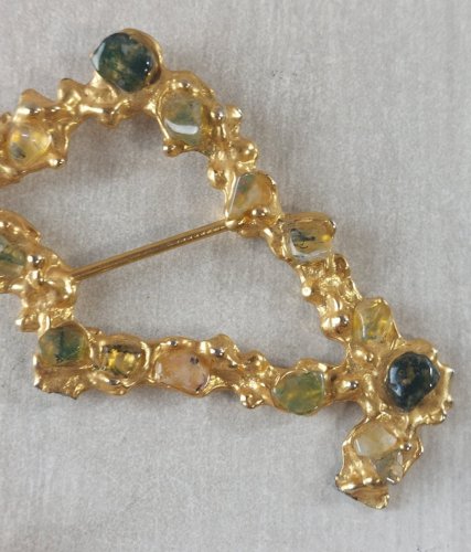 Lot d'anciennes broches / boucle de ceinture, en métal doré, Franklab Paris