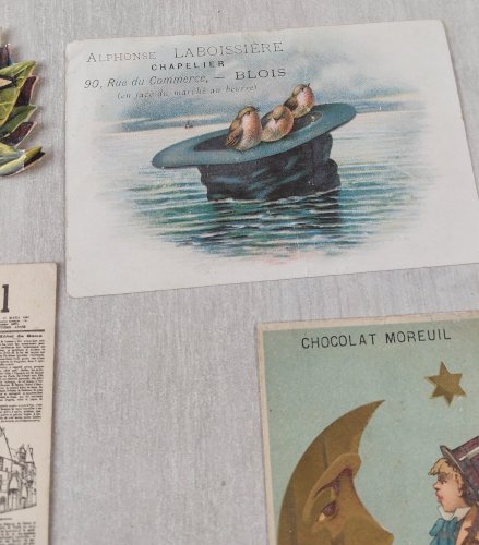 Lot danciennes cartes / chromos / découpis, images publicitaires, vintage