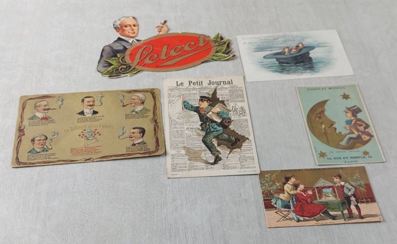 Lot danciennes cartes / chromos / découpis, images publicitaires, vintage