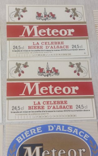 Lot danciennes étiquettes de bouteilles de bière, Méteor / Granat, Zorn, BS18